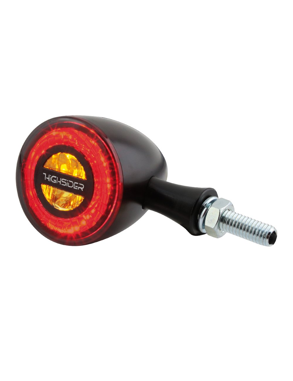HIGHSIDER Rocket Bullet Motorrad LED Rücklicht/Bremslicht/Blinker Einheit, E-geprüft … (Schwarz)
