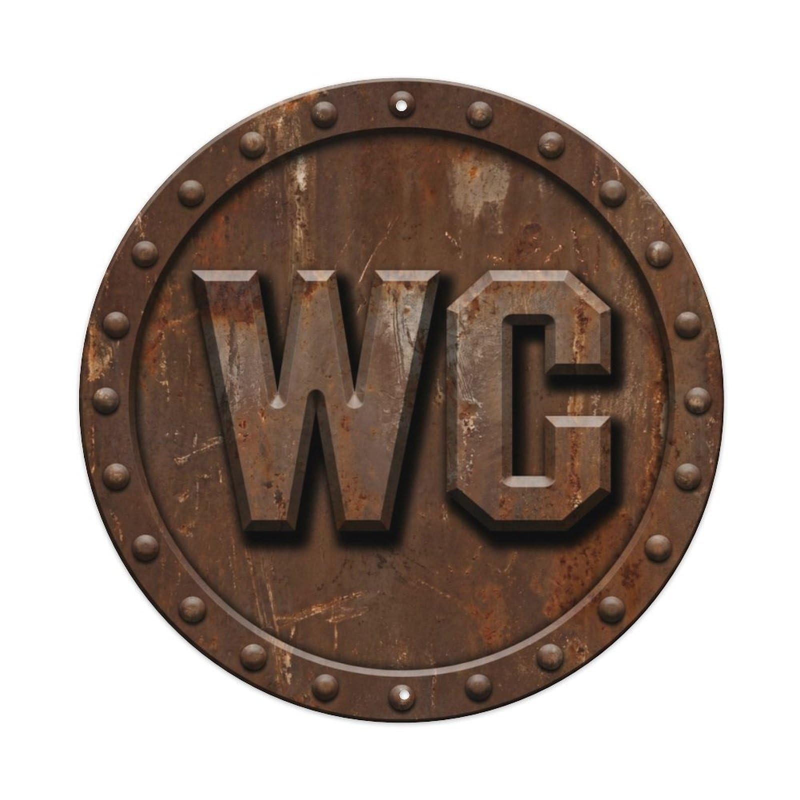 Toilet （WC） Weathered Emblem Metal Tin Sign Plaque Wall Decor for Cafe, Club Bar, Office, Home Garden Round Metal Poster 8x8Inch