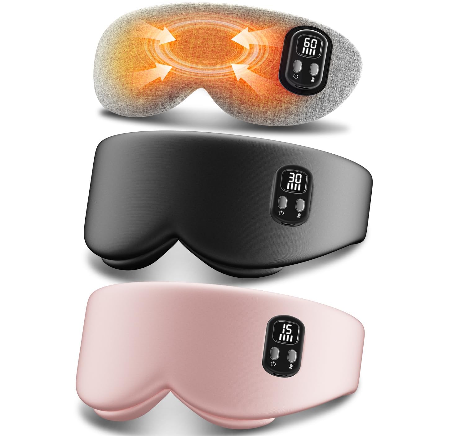 Heated Eye Mask - Cordless Eye Mask for Dry Eyes - Eye Heating Pad with LED Display Eye