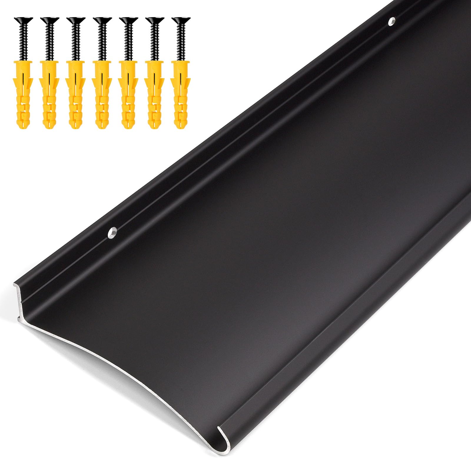 4" Extra-Wide Door Rain Drip Guard, 52" L Heavy Duty Aluminum Thickened Window Door Rain Deflector, Door Drip Cap, 0.8" Height Overhead Drip Edge (Black)
