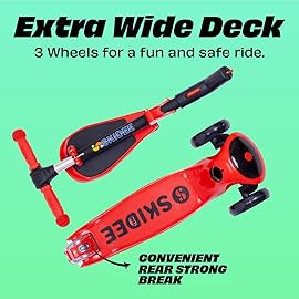 SKIDEE Kick Scooter for Kids Ages 3-5 | Foldable 3 Wheel Scooter with Lean-to-Steer, Adjustable Height, Removable Seat & LED Light Wheels | Toddler Scooter Up to 12 Year Old Boys/Girls, Red