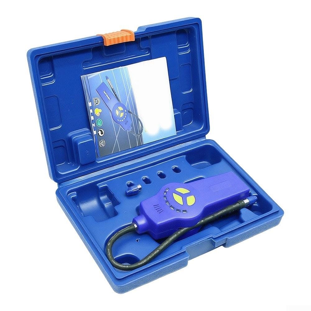 Detector de fugas DSA-200 - Detector de halógeno para aire acondicionado HVAC, probador de gas automotriz con 5 niveles de sensibilidad, alarma LED, detecta R12 R22 R134a, azul