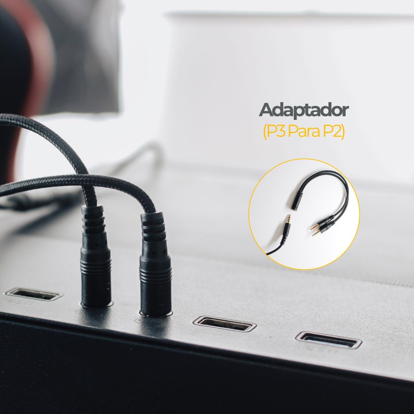 Fone De Ouvido Headset Gamer com Fio Preto Branco USB P2/P3 Compatível Vídeogame Celular Titorion (Branco)