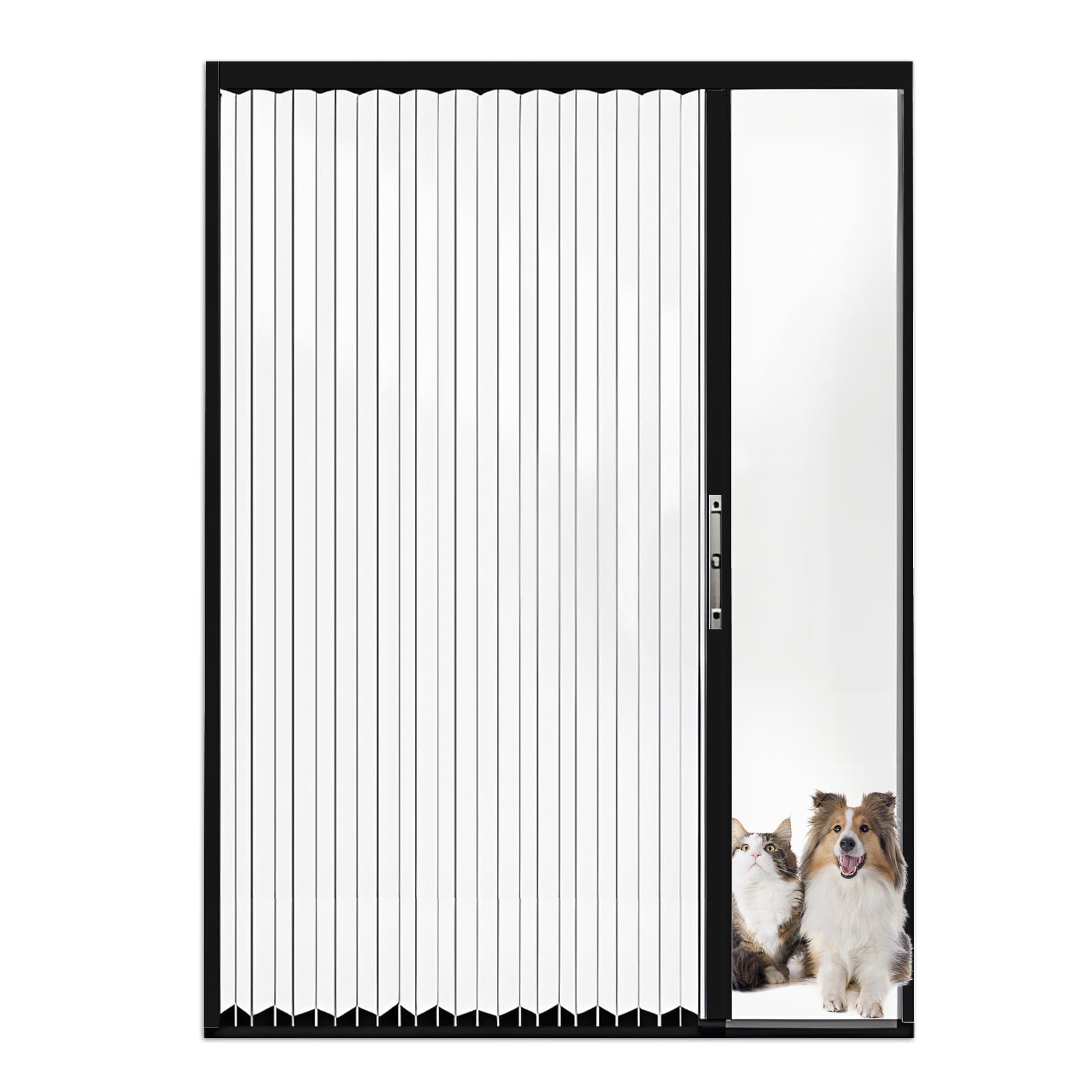 Porta Soffietto da Interni, Porta Scorrevole Pieghevole Trasparente Senza Foratura con Serratura, Telaio in Alluminio e Pannello in Acrilico, Divisorio per Bagno Cucina Armadio Patio