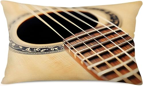 Miniatura 4 de Fundas de almohada retro para guitarra, regalo de música para músico, fundas de almohada decorativas para decoración del hogar, rectangular, 12 x 20