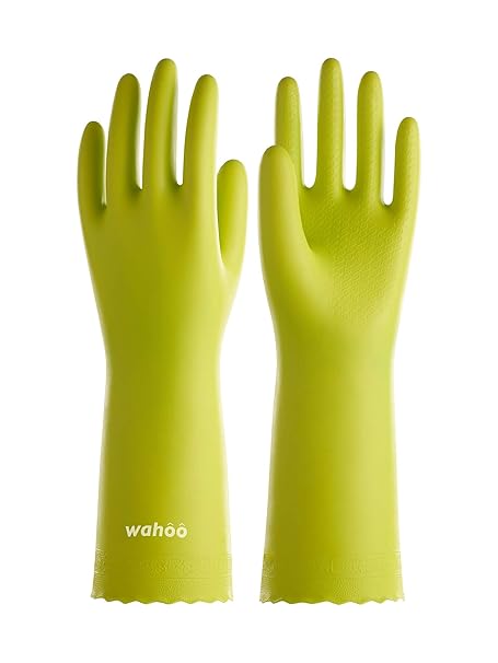 LANON Wahoo Series PVC Household Cleaning Gloves, Reusable Dishwashing Gloves, Waterproof, Non-Slip, Small