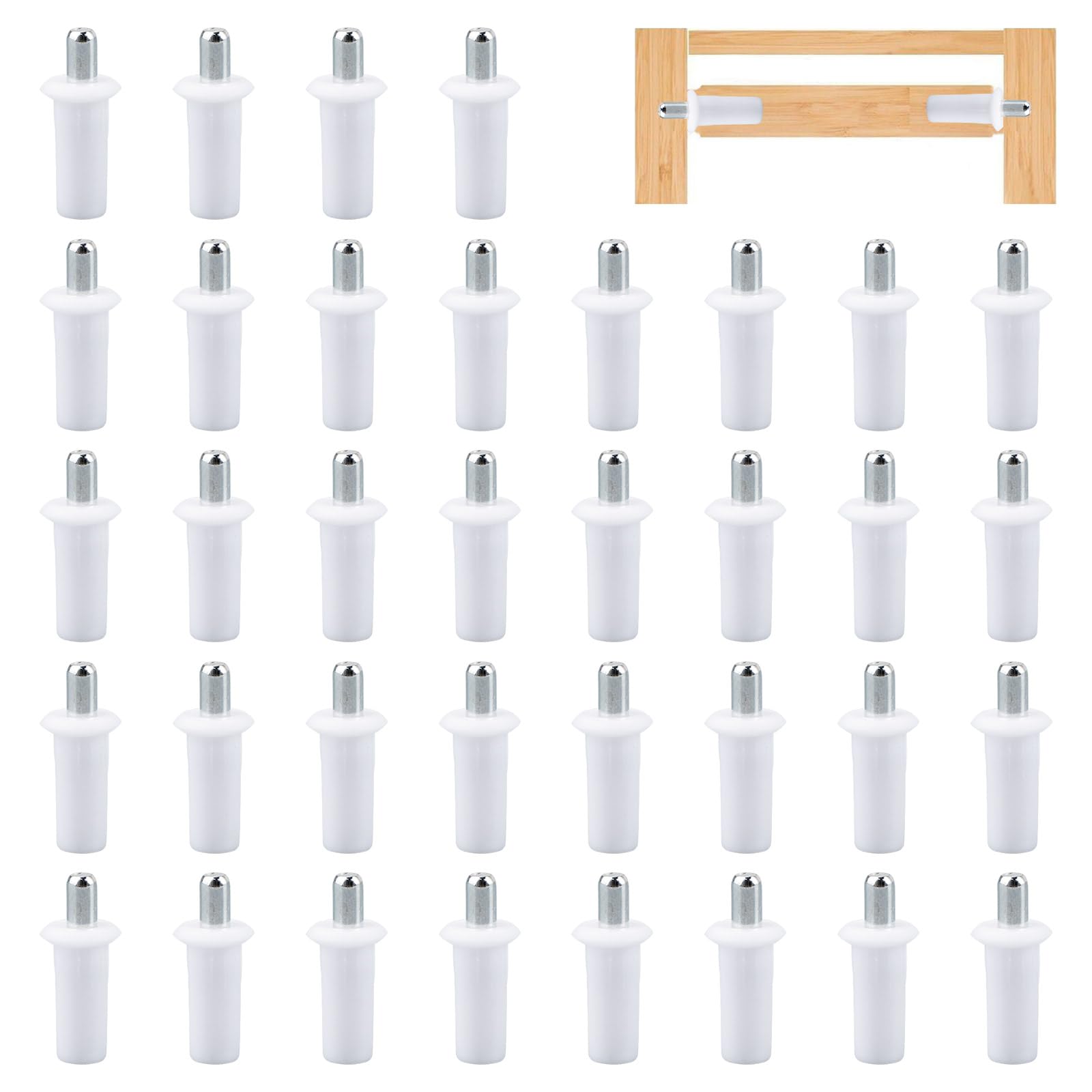 UFURMATE Spring Loaded Repair Pins, 36Pcs Plastic Blinds Repair Pins Cabinet Door Repair Pins Cabinet Furniture Shelf Pins Support, Dia. 6.5mm/0.26 in (White) — image 1