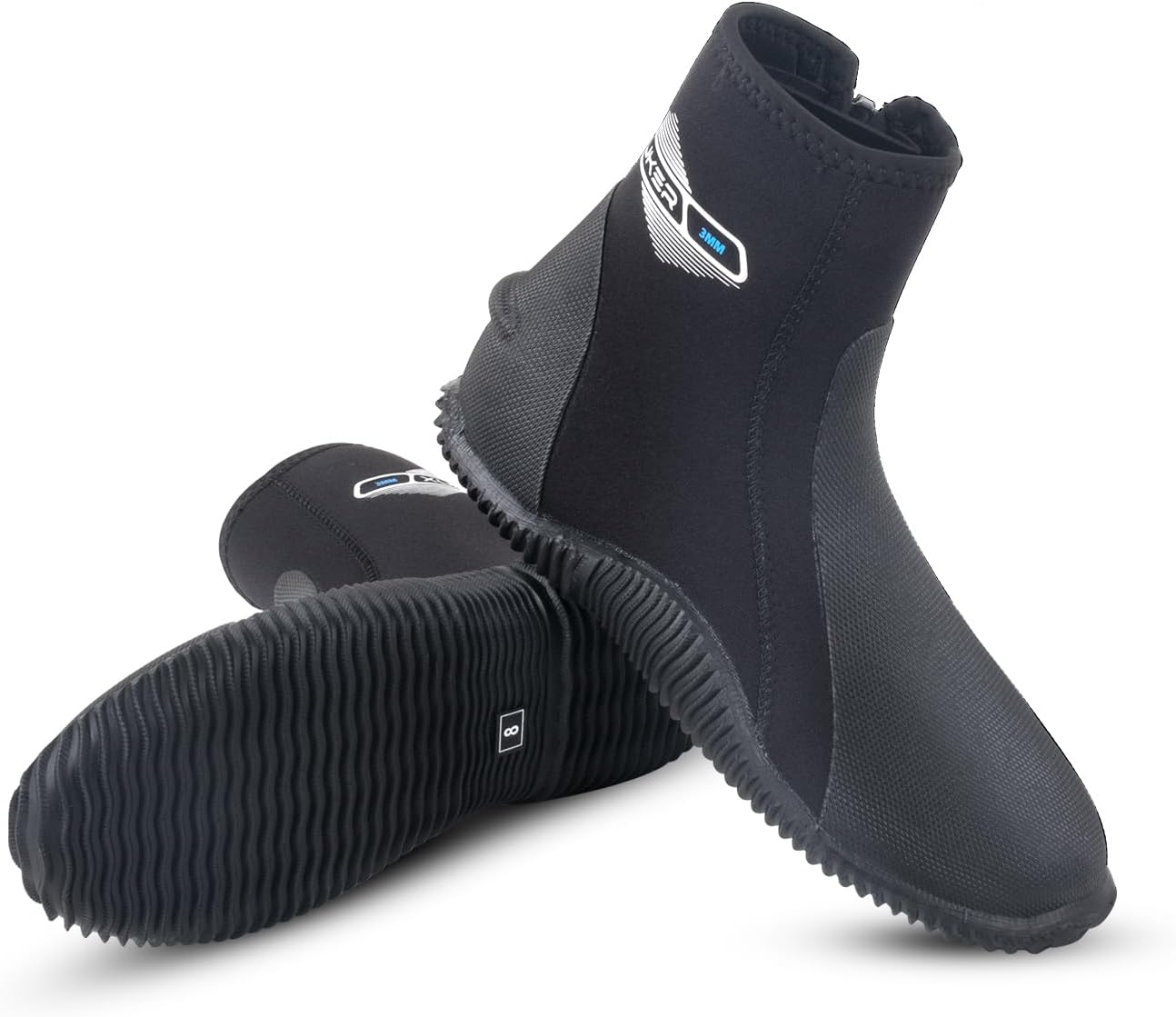 XUKER Neoprene Diving Wetsuit Boots 3mm 5mm Zipped Adult Unisex Water Boots Glued Blind Stitched with Anti-Slip Rubber Sole for Water Sports 5mm Black Men 13 | Women 14