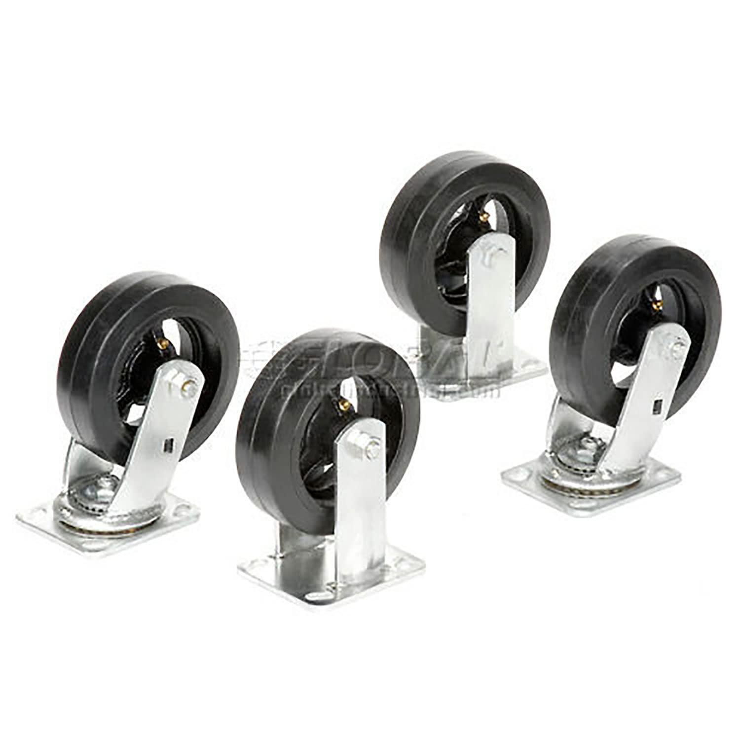 Mold-On Rubber Caster Kit 2 Swivel by Global Industrial – 8.66"L x 13"W x 9"H, Rubber, stainless-steel, Model 620WAS-KIT