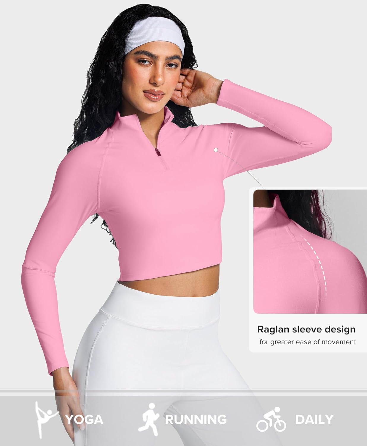 BRXL Womens Half Zip Jacket Lightweight Cropped Workout Jacket Athletic Pullover Running Yoga Gym Tops - Image 2