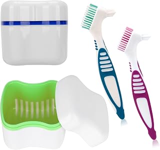 Prothesen-Badebecher & Bürsten-Set, 2 Stück