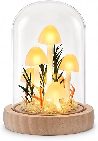 QUELIEN Mushroom Lamp,Mothers Day Mom Gifts for Mom,Light Up Mushroom in Glass Dome,Birthday Party Decorations,Ideal Birthday Gift,GirlfriendGift