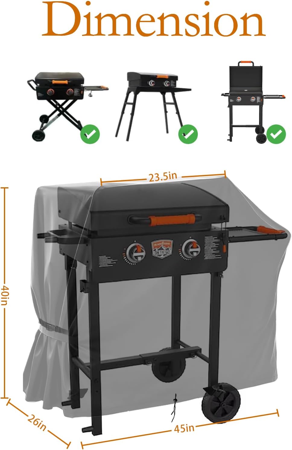 Propane Portable Grill Cover for Blackstone 22 Inch On the Go Gas Griddle,Heavy Duty Flat Top Grill Cover,Griddle Accessory for Black Stone Adventure Ready,45" W x 26" D x 40" H