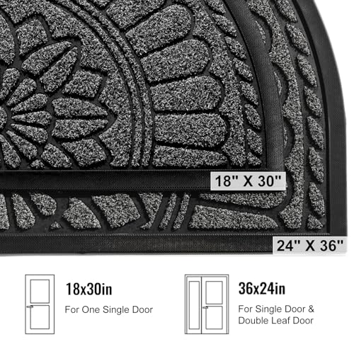 image for Mibao Front Door Mat Indoor Outdoor Entrance, Semicircular Entrance Ma