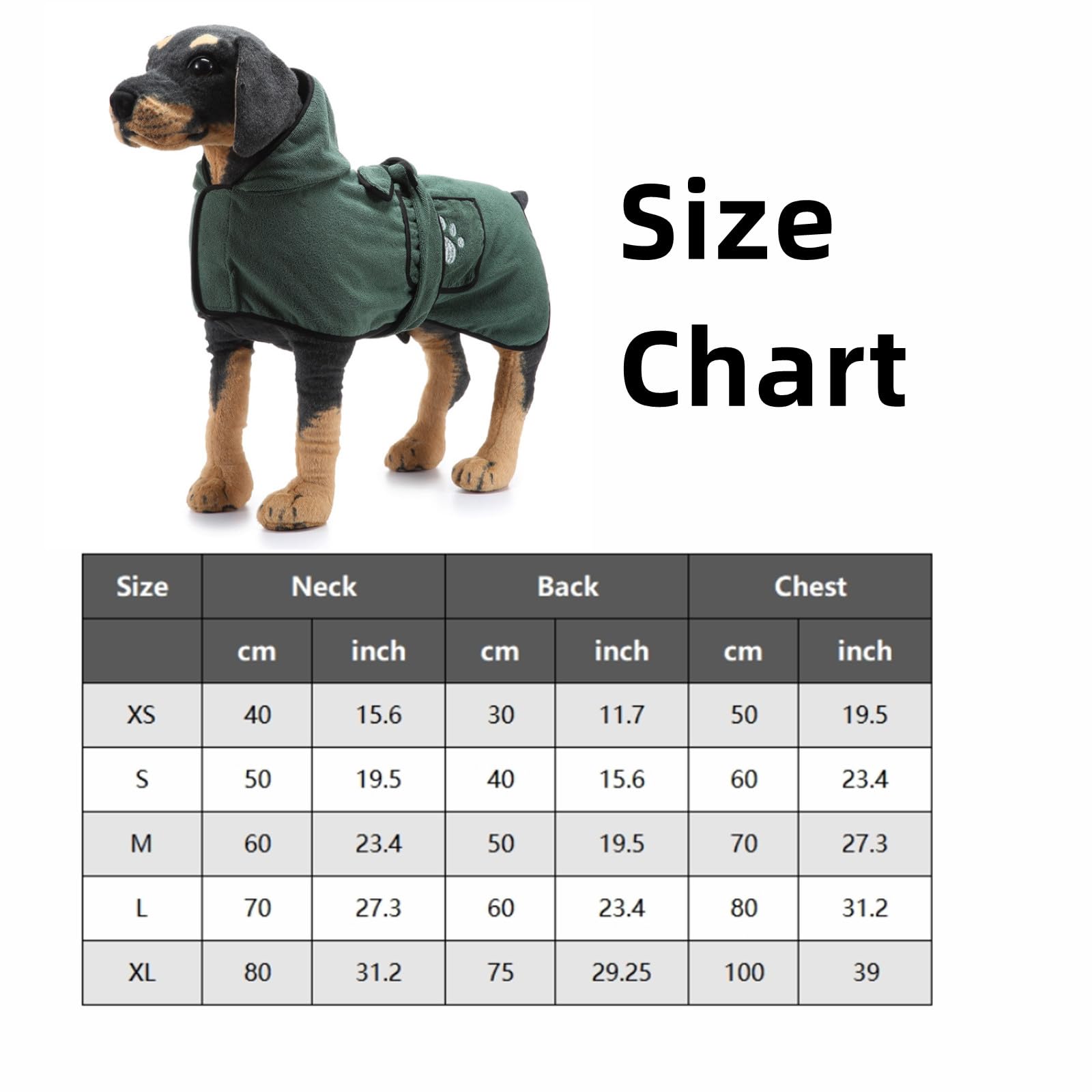 Serviette de Bain pour Chien Peignoir pour Chien Doux Super Absorbant avec Capuchon et Poche Serviettes de Bain en Microfibre Serviette de Bain pour Chien Chat à séchage Rapide