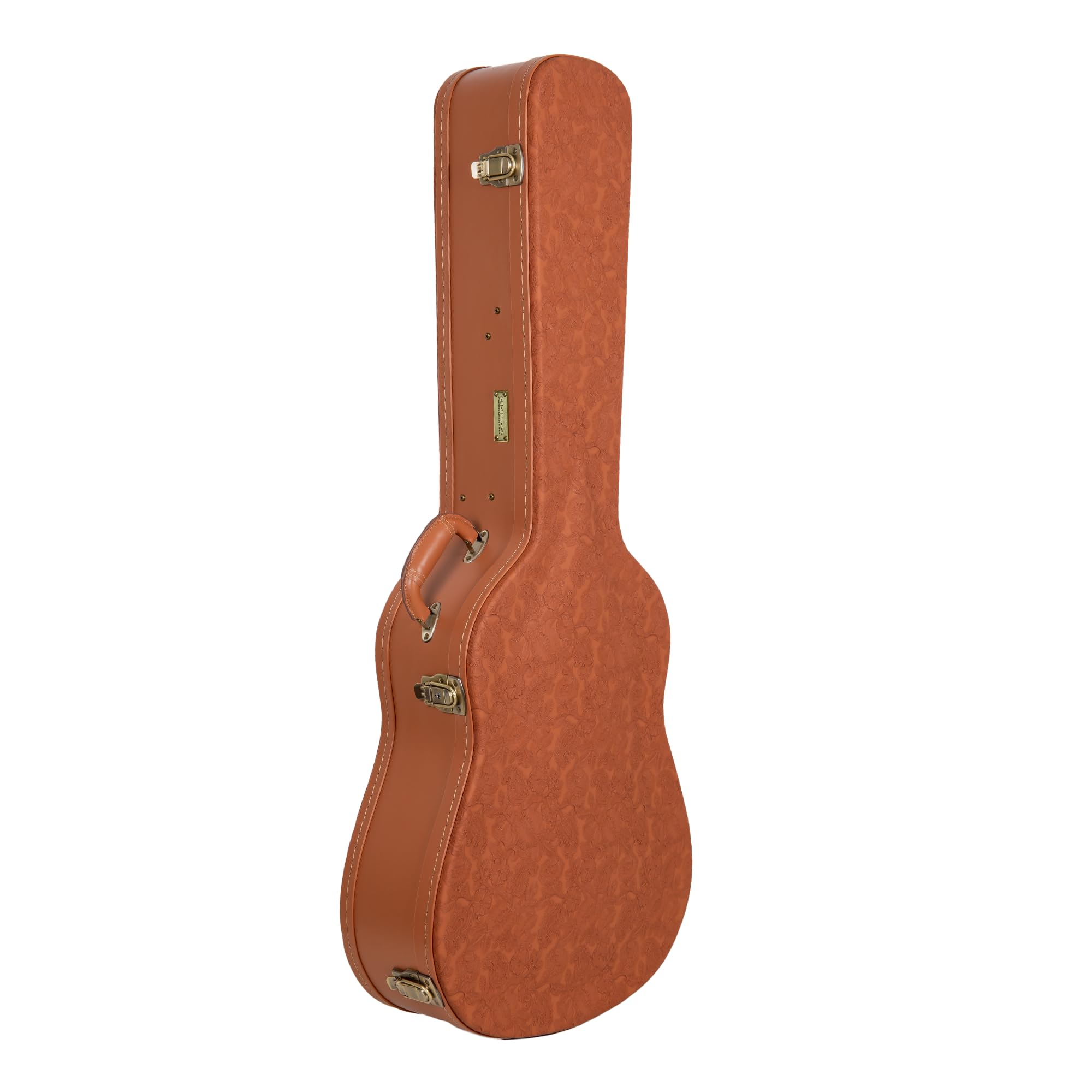Crossrock Étui Rigide Relief Series pour Guitare dreadnought Gibson J-45 / Martin D | Finition Red Wood sculptée, intérieur Ivoire, Serrure – Premium Wooden Hardshell