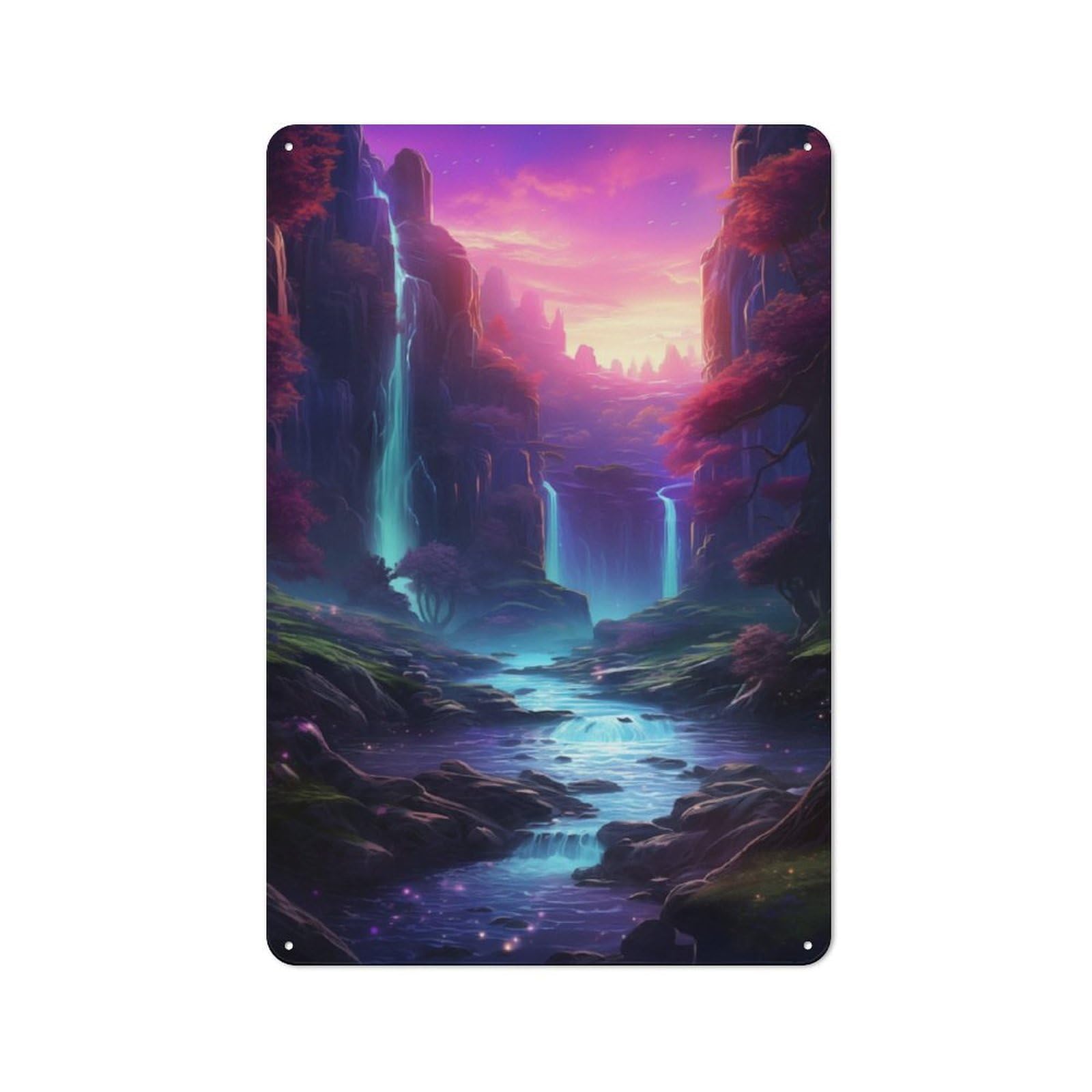 Nostalgic Colorful Fantasy Landscape Metal Wall Sign 30x20cm, Bar Wall Plaque for Pub, Home Bar, Shed Or Man Cave