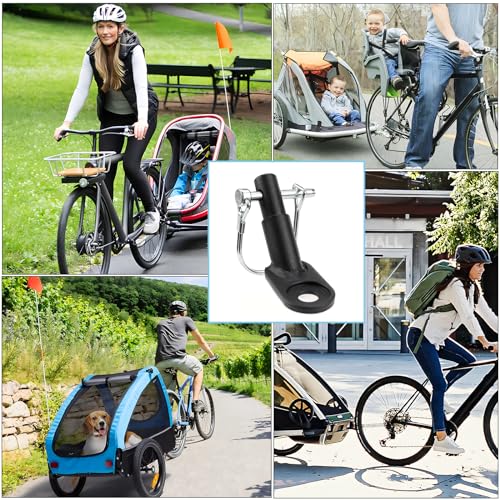 Fahrradanhänger Kupplung Set Fahrrad Anhängerkupplung Schwarz mit Sicherungsstift Adapter für Thule Fahrradanhänger Kinderanhänger Fahrradanhängerkupplung für Kinder Und Hundeanhänger (2 Set)