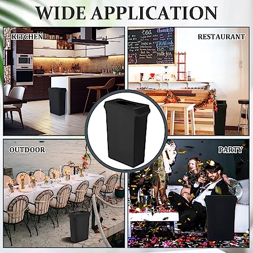 Image of Windyun 10 Pcs 23 Gallon Spandex Stretchable Trash Can Cover Wedding Party Fundraiser Decorations for Home Garden (Not Include Trash Can) (Black)