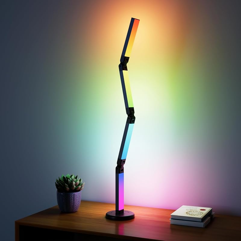 Lámpara de escritorio LED con iluminación ambiental, Lámpara de escritorio LED RGB inteligente | Sincronización de música y 16 millones de colores de bricolaje, lámpara plegable con regulable y temporizador, luces LED modernas para escritorio y salas de juegos