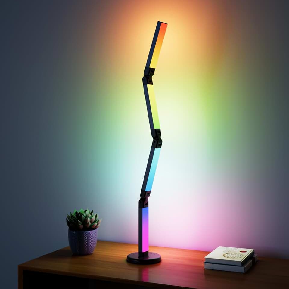 Led Desk Lamp with Atmosphere Lighting, Smart RGB LED Desk Lamp-Music Sync and 16 Million DIY Colors, Foldable Lamp with Dimmable 