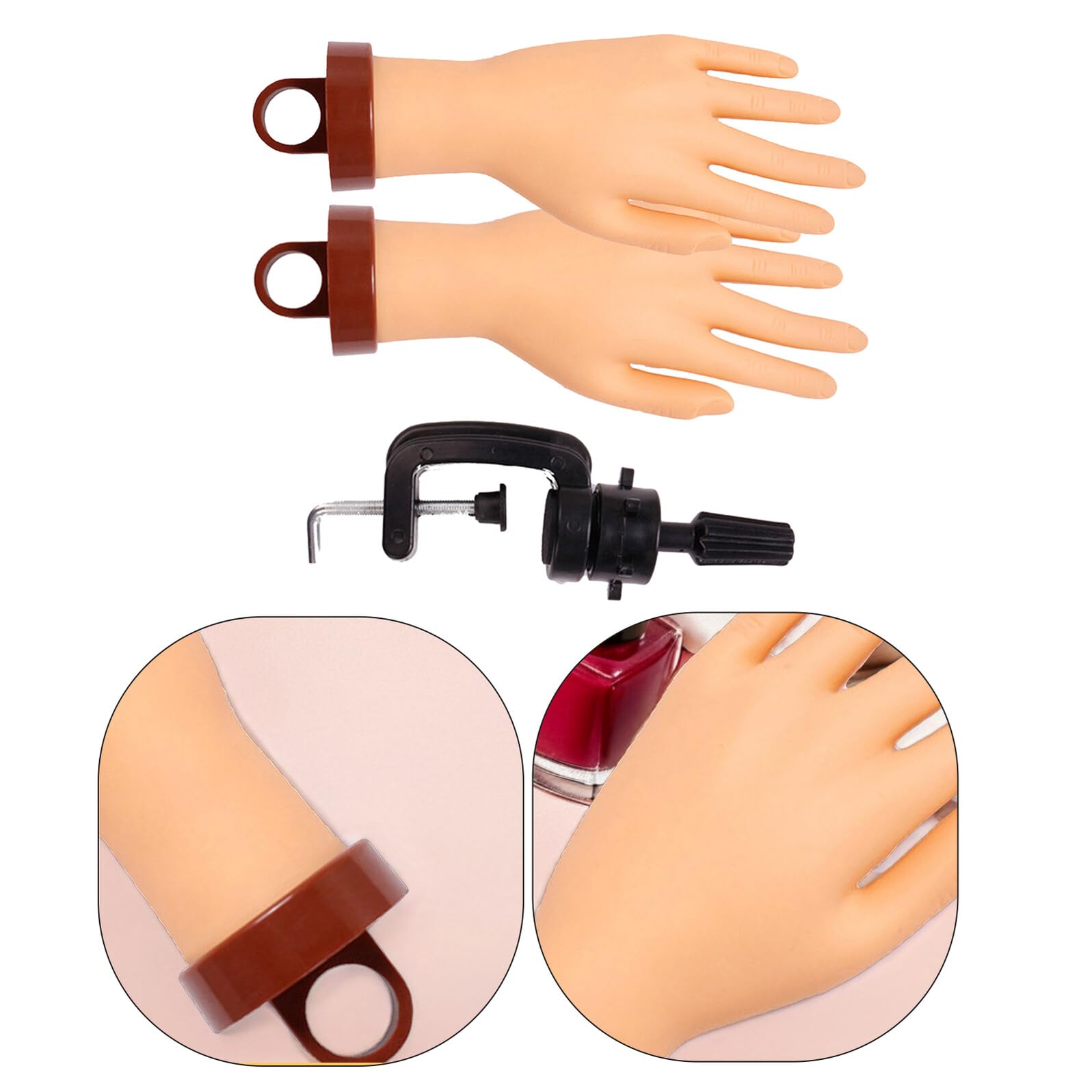 Anneome Handmodell zum Üben für Nageldesign Flexibles Training mit Halterung Realistische Silikon-übungshand für Maniküre für Anfänger und Nagelschulen Wiederverwendbare Übungshand