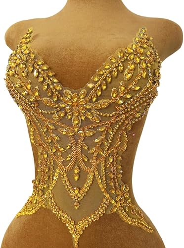 Vista 41 de Parches de encaje con cuentas a mano, disfraces, apliques con cristales de diamantes de imitación para manualidades, protege bodas, fiestas