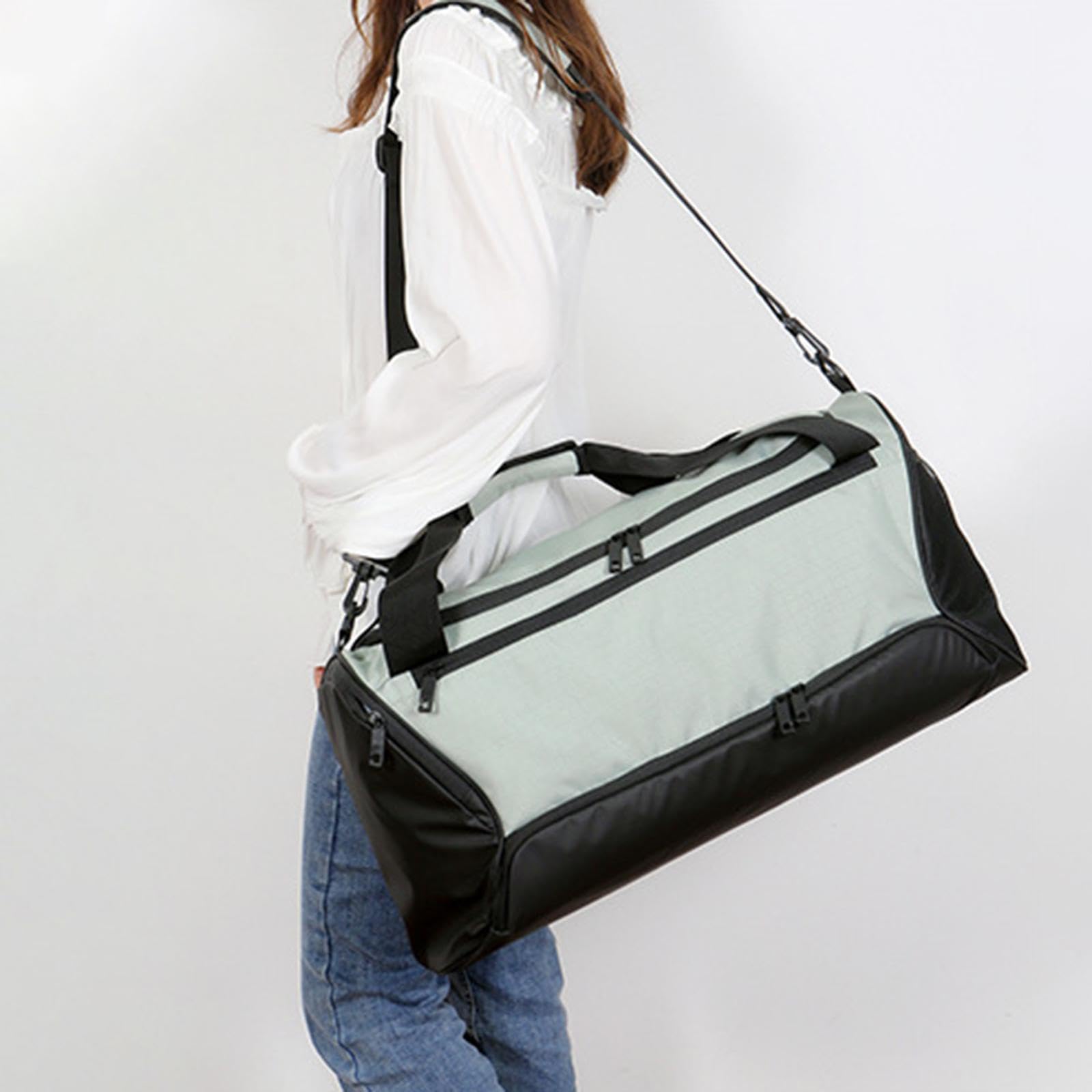 Bolsa Deportiva, Bolsa de Gimnasio, Bandolera, Bolsa de Lona con Compartimentos Funcionales Y, Poliéster Oxford Impermeable, Apta para El, Negro, unico