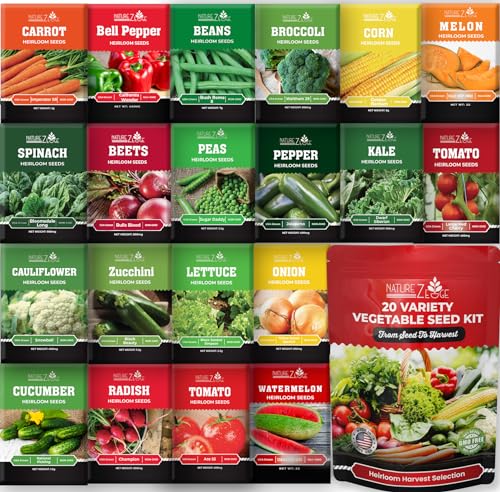 NatureZ Edge, 20 Variety with Melon Seeds for Planting Vegetables, Vegetable Seeds for Planting Outdoors, Seeds, Garden Seed, Heirloom Seeds for Planting Vegetables and Fruits, Garden Seeds