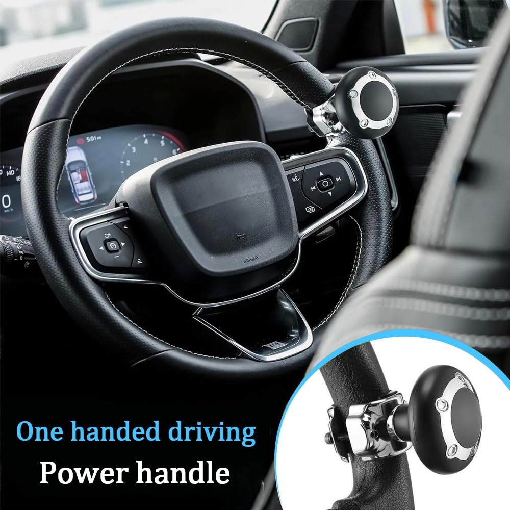 360°Boule de Volant Bouton de Volant de Voiture Ergonomique Poignée Boule Tournante Utilisé dans Les Voitures, Camions, Tracteurs, Tondeuses à Gazon(Noir)