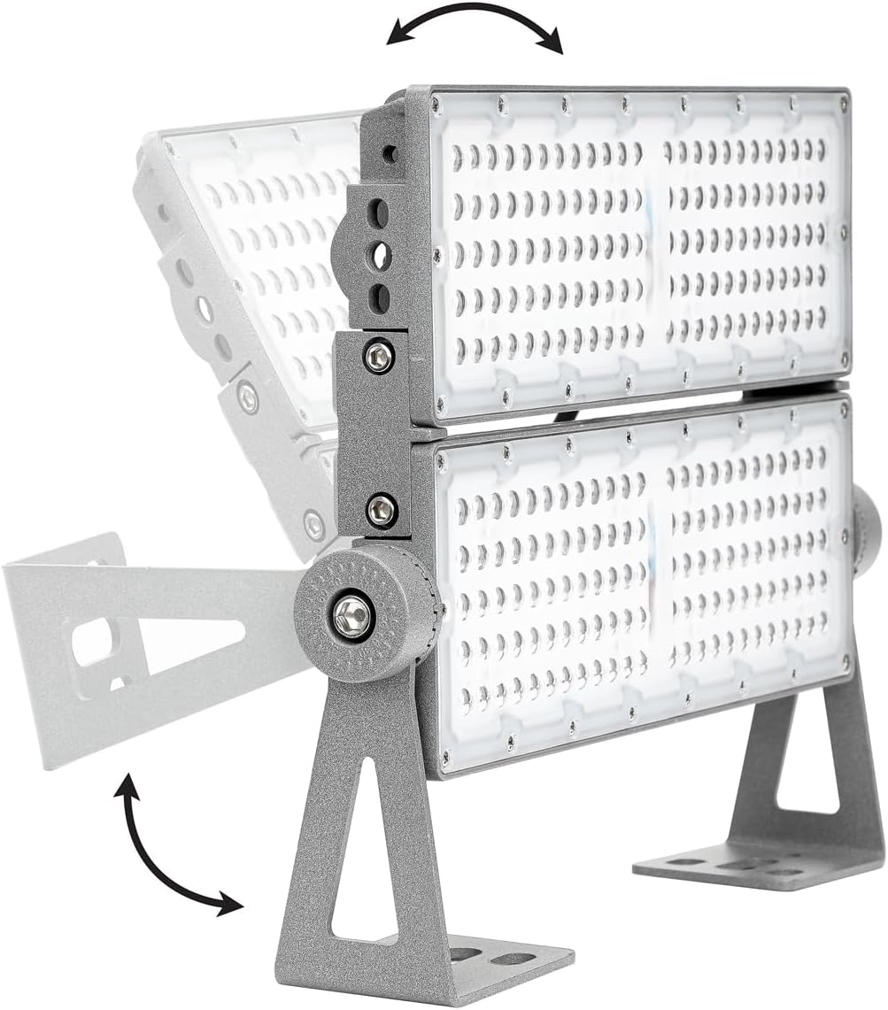 REXTiN LED Stadium Flood Light: Outdoor High Power Adjustable Angle Heavy Duty Waterproof - Area Lighting for Sports Court Parking Lot Area Tunnel (200W)