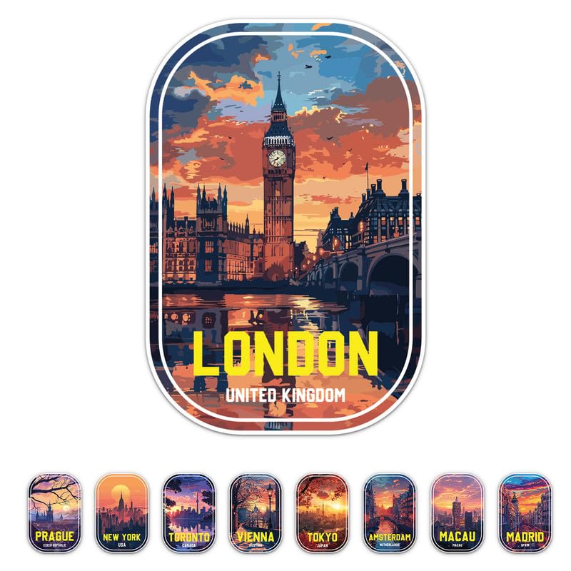Generic Sunrise United Kingdom London City Sticker - Waterproof Durable Adhesive UV-Resistant Vinyl Decal for Car Bumper, Laptop, Water Bottle, Wall,