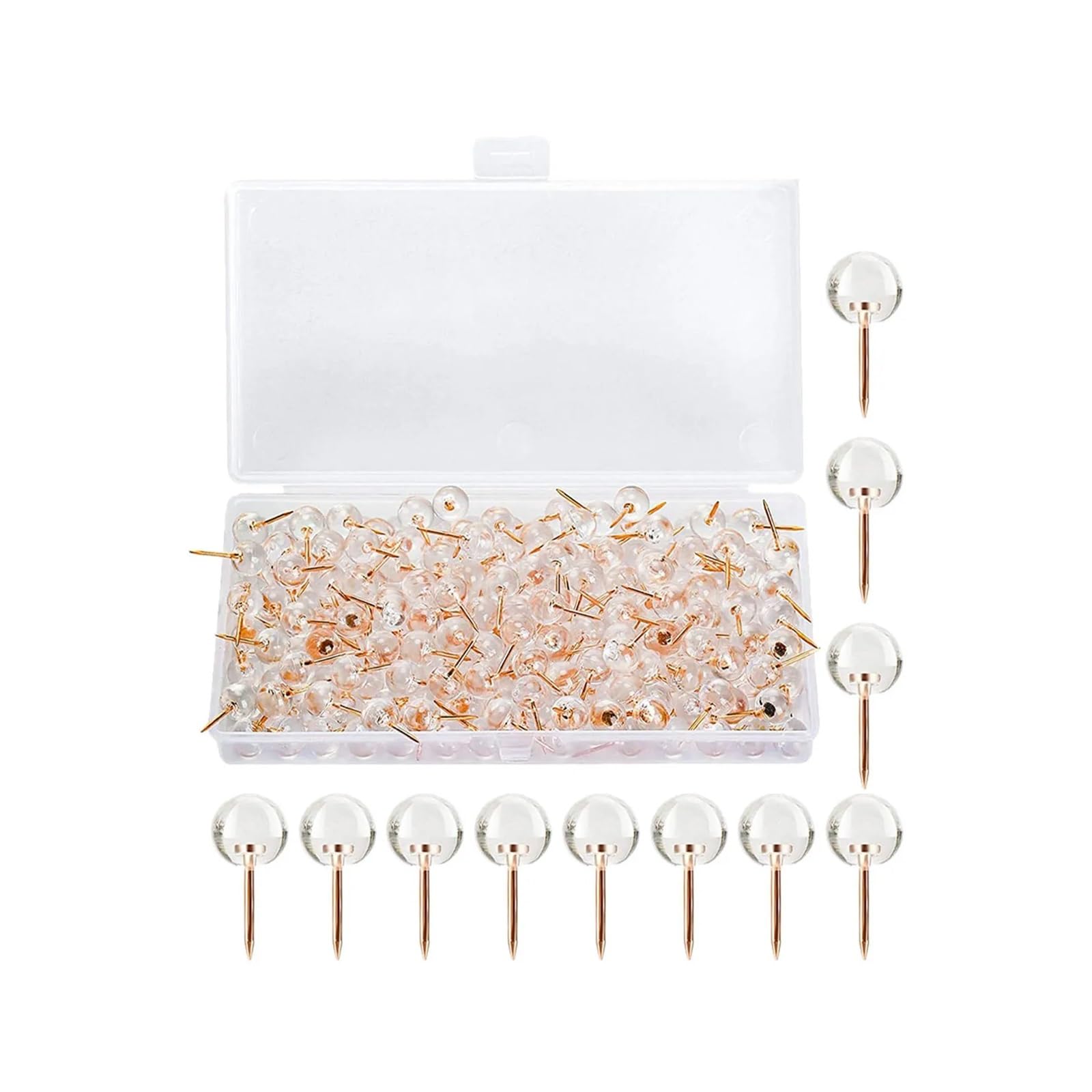 Cute Push Pins 150Pcs Transparent Thumbtacks Compact Multi-Function Push Pins Ball Shaped Replaceable Daily Use Desk Accessories