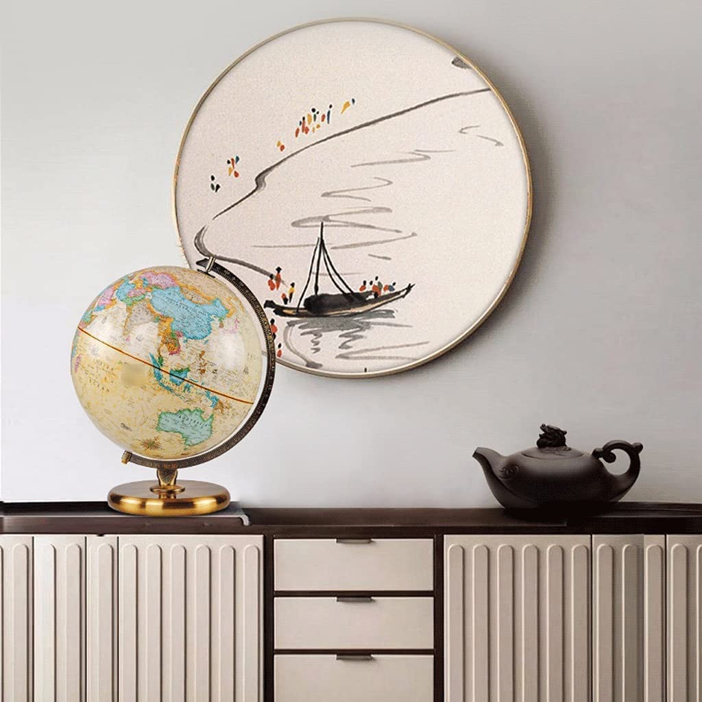 Globe terrestre Antique avec Support en métal, diamètre de 30 cm, Globe géographique éducatif pour l'école et la décoration intérieure, Base Stable.