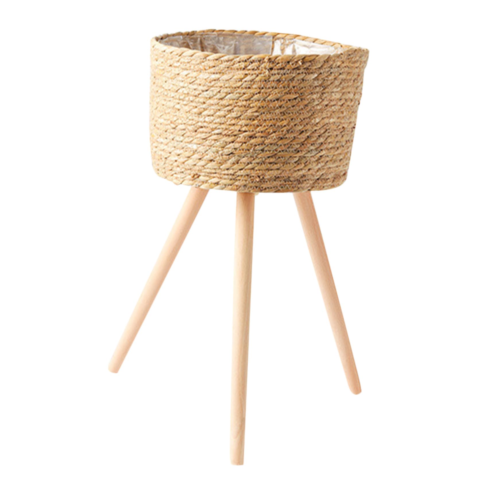 Garneck Panier Osier Plante en Bois Tressé, Panier Jardinière en Bois Design Tissé et Gain de Place, pour Balcon et Jardin