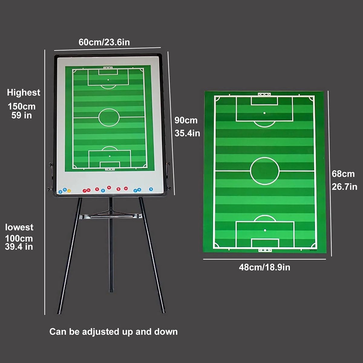 Lavagna Tattica Calcio Magnetic, Grande Tabellone Calcio con Supporto, Kit Allenatore Calcio