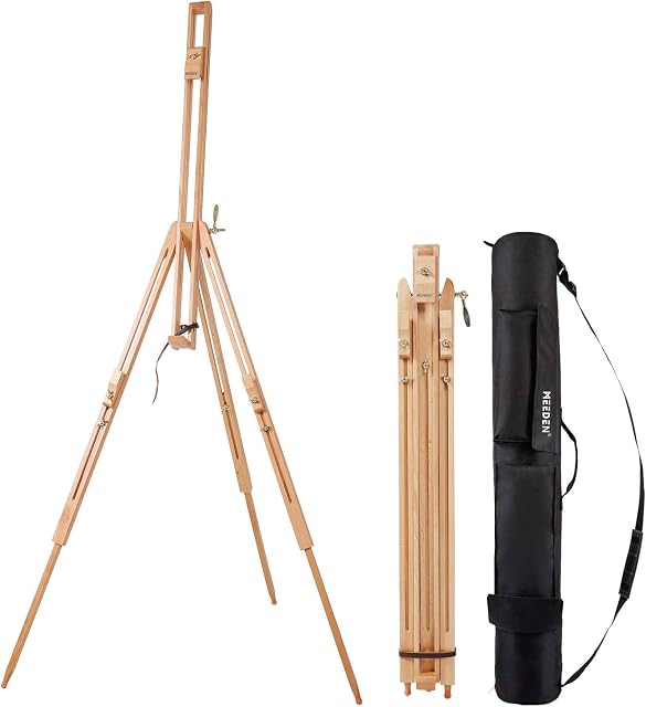 MEEDEN Artist Field Easel, Tripod Beech Wooden Painting Easel Stand with Bag, Lightweight Professional Art Easel for Painting and Display, Perfect for Painters Students, Artists, Hold Canvas up to 42"