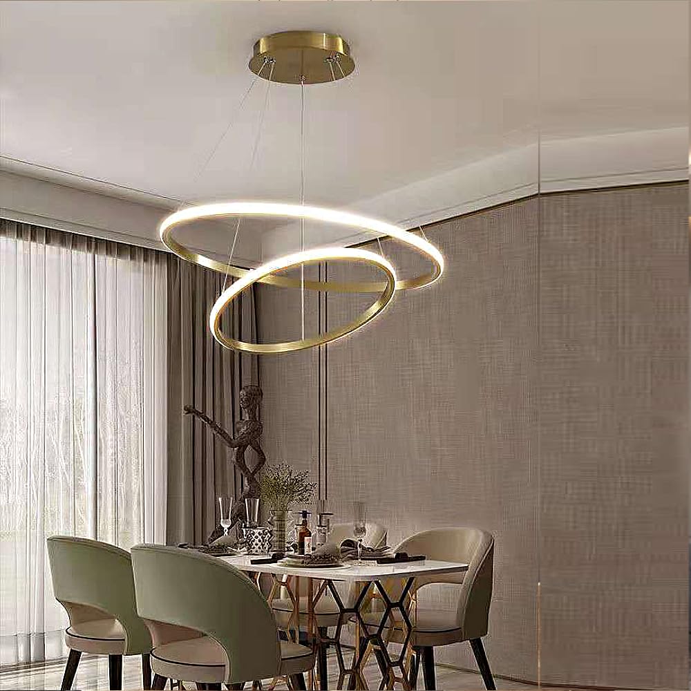 XINYASEE Suspension LED tricolore pour chambre à coucher et salle à manger, lampes et lanternes simples et modernes, suspension de bar pour salon et salle à manger (Or)