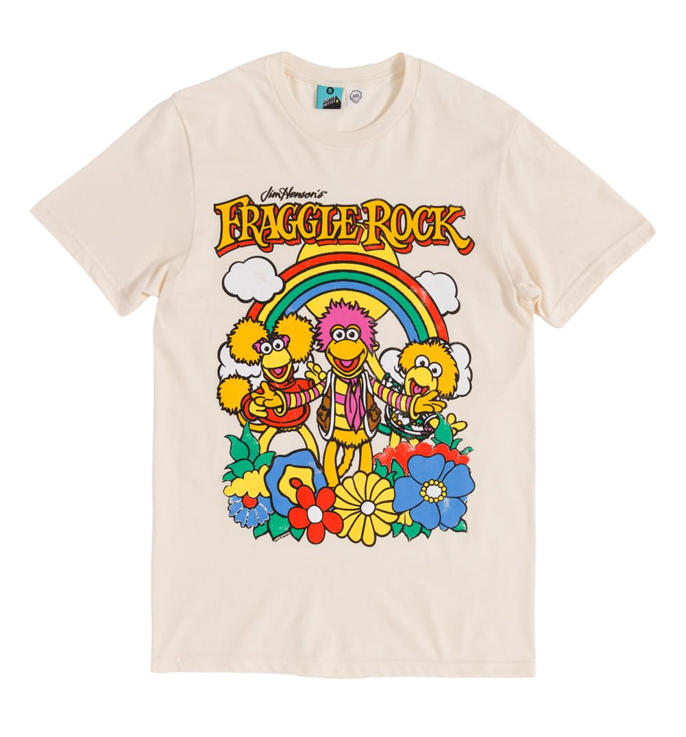 Unisex Fraggle Rock Rainbow T-Shirt Ecru | Non-Fading | 100% Cotton for 80s TV Fans