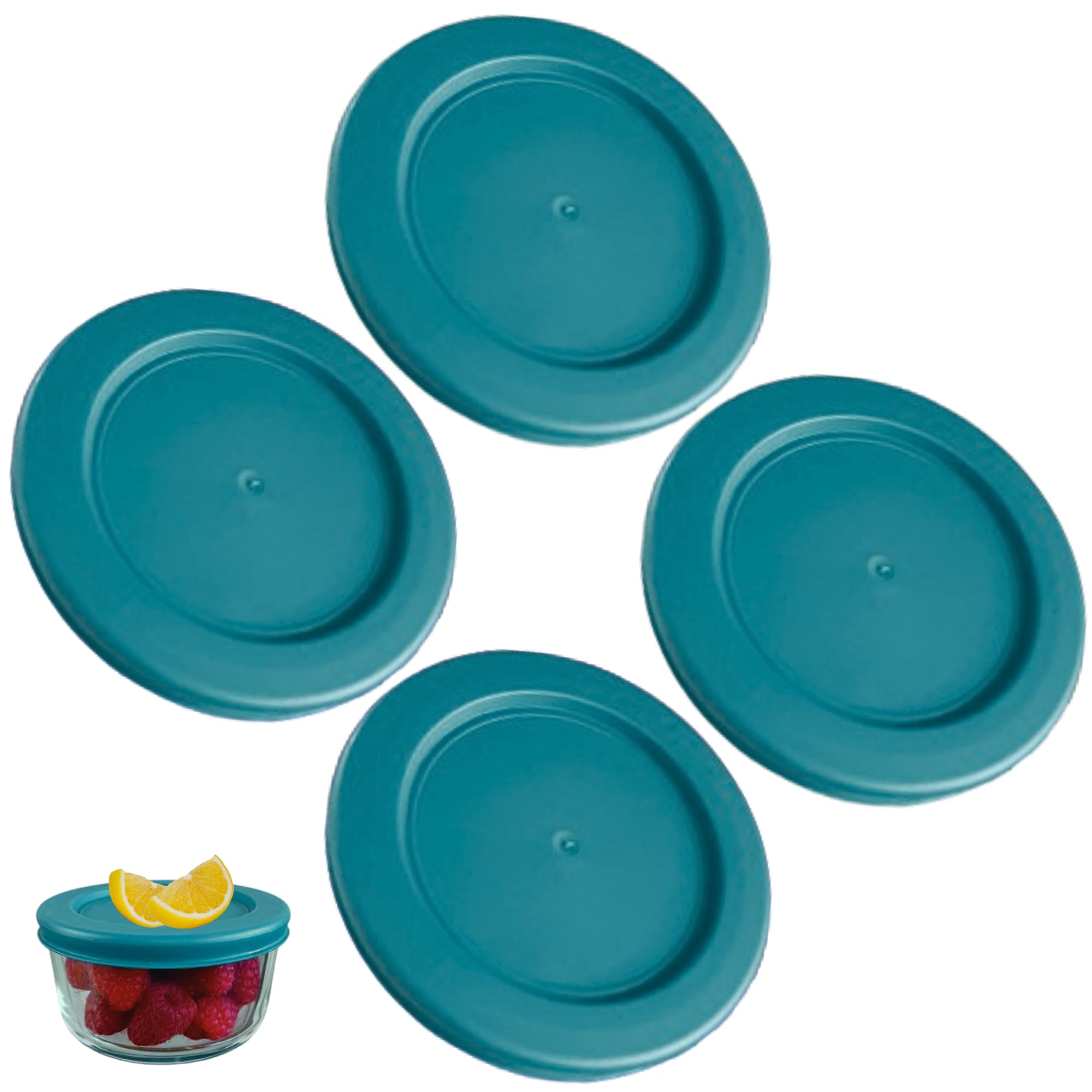 Klare Ware 1 Cup Replacement Lids/Covers for Pyrex 7202, Anchor Hocking & Klare Ware Storage Bowls *Glass Container Not Incuded* (4 Pack, Turquoise)