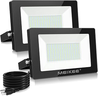 MEIKEE 150W LED Flood Lights, 15000 LM LED Work Lights, IP66 Waterproof Outdoor Security Lights, 5000K Natural White Light Flood Light for Garage, Garden, Lawn and Yard (2Pack)