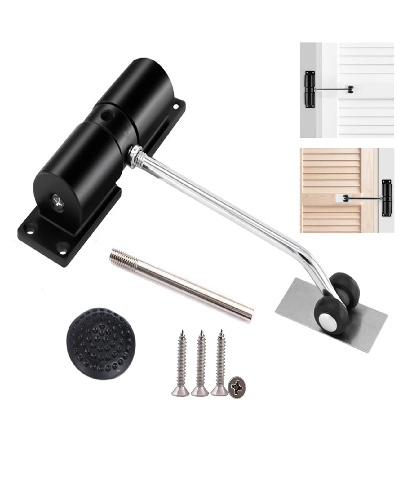 Xiuxli Black Door Closers For Interior Door,Automatic Spring Closer, Internal Automatic Door Closer, Stainless Steel Spring Door Closer, With Round Wrench And Screws, For Automatic Door Closing(Black)