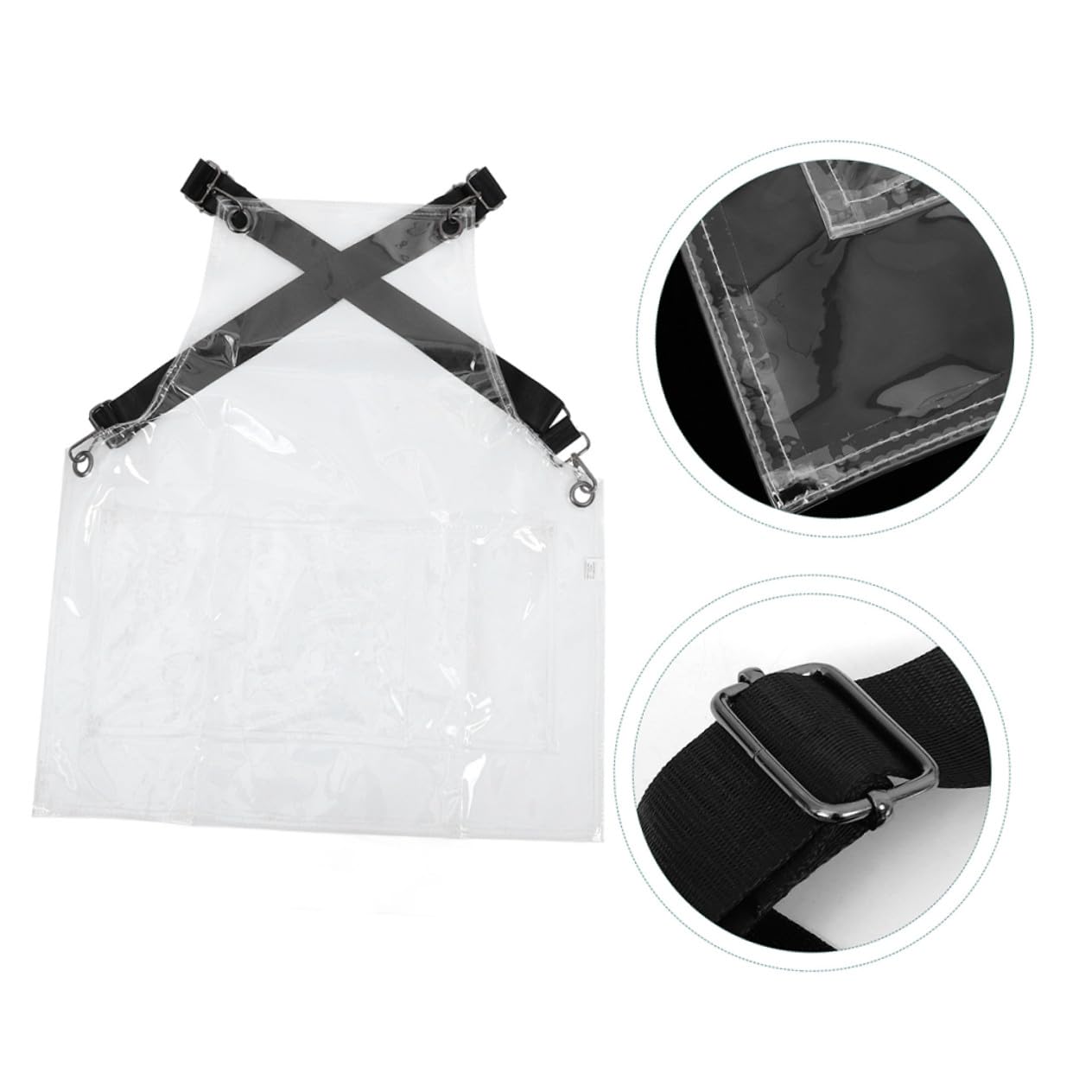 Mipcase Delantal de Peluquería Transparente Tpu con Bolsillos | Ajuste en Cuello, Cobertura Completa y Diseño Holgado, Uso para Barbería y Estudios, Pensado para Mujeres