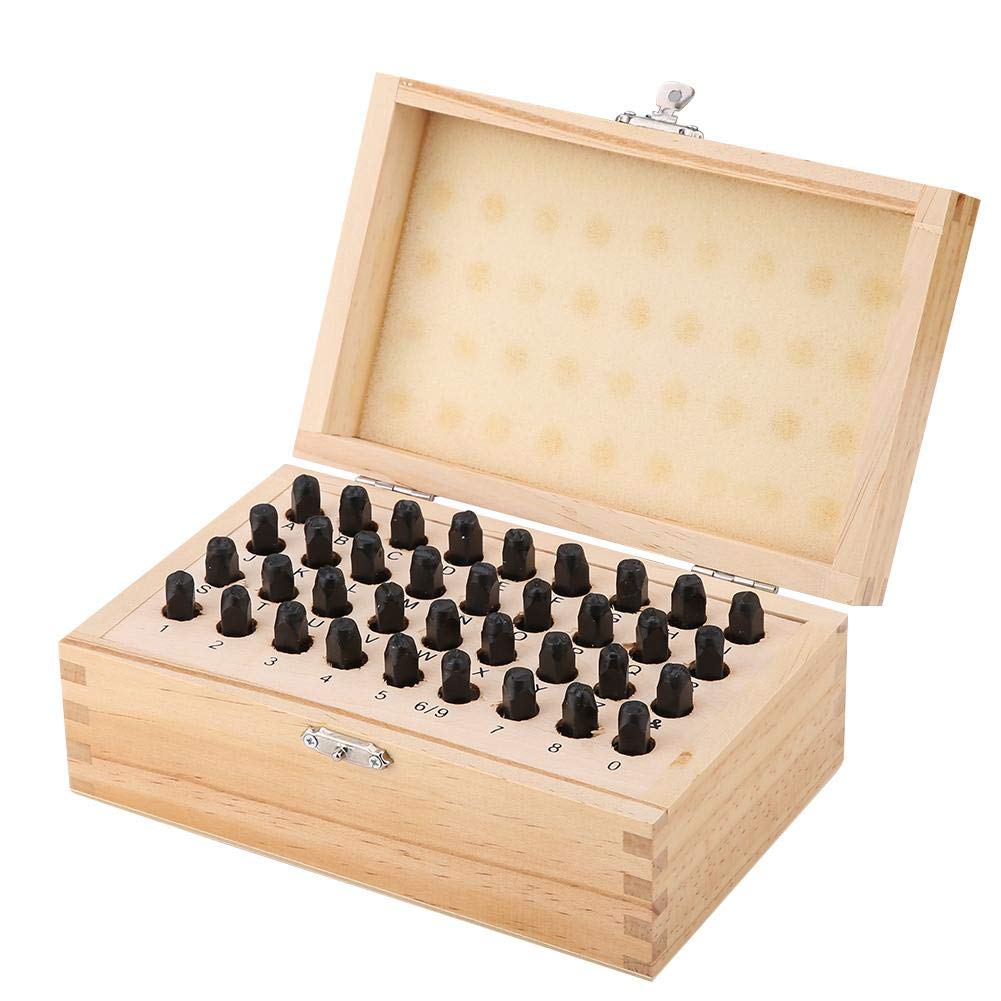 UadmeStamp Punch Set Steel Stamp Punch Set 36pcs, 6mm Alphabet Letter & Number Die Tool. Metal Stamp Punch for Lettering and Numbering