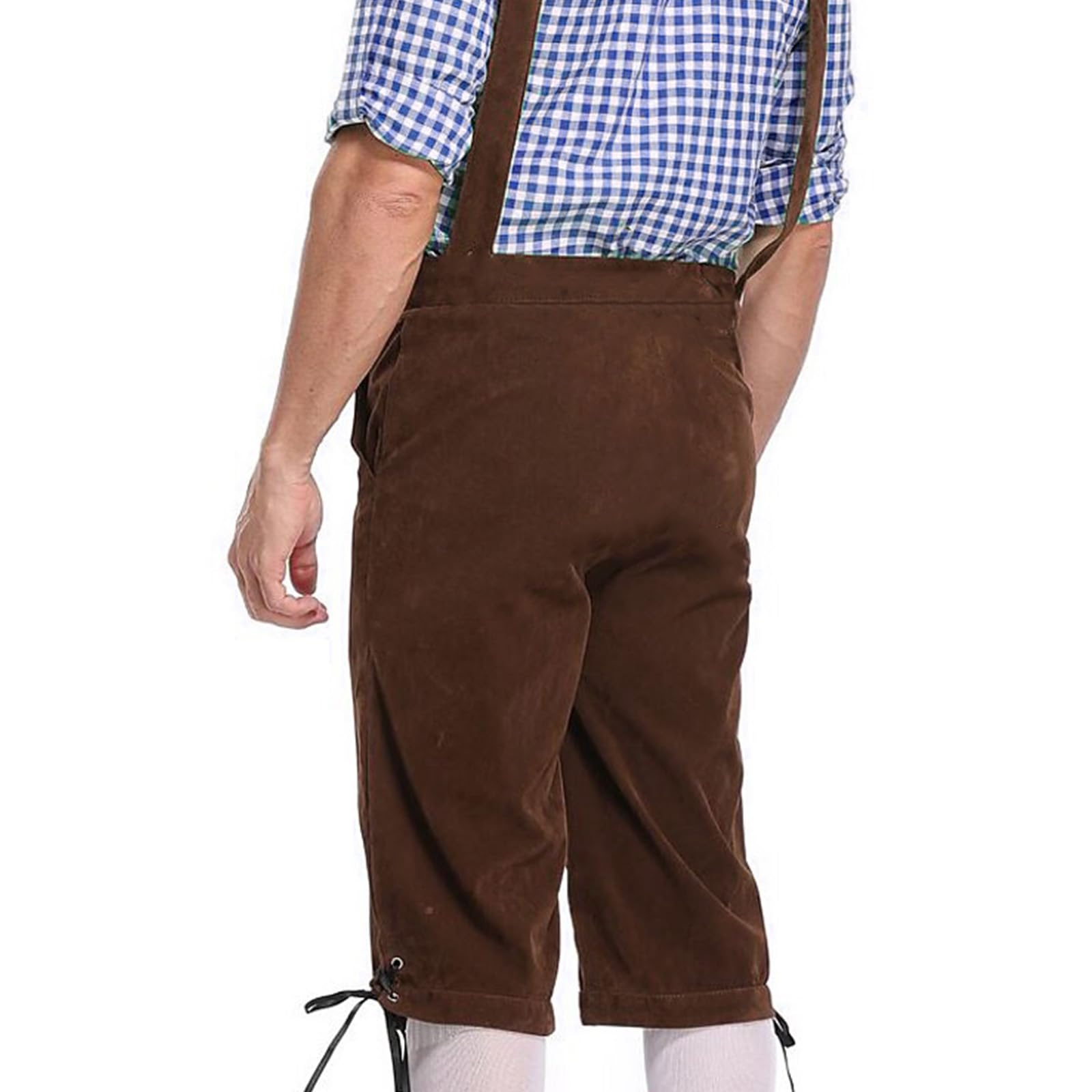 Oktoberfest Herren Outfit, Lederhose Herren Tracht Set, Enthält Oktoberfest Hemd Männer, Trachtenlederhose mit Trägern, Socken und Hut, Bayrische Tracht Männer für Cosplay Party Karneval