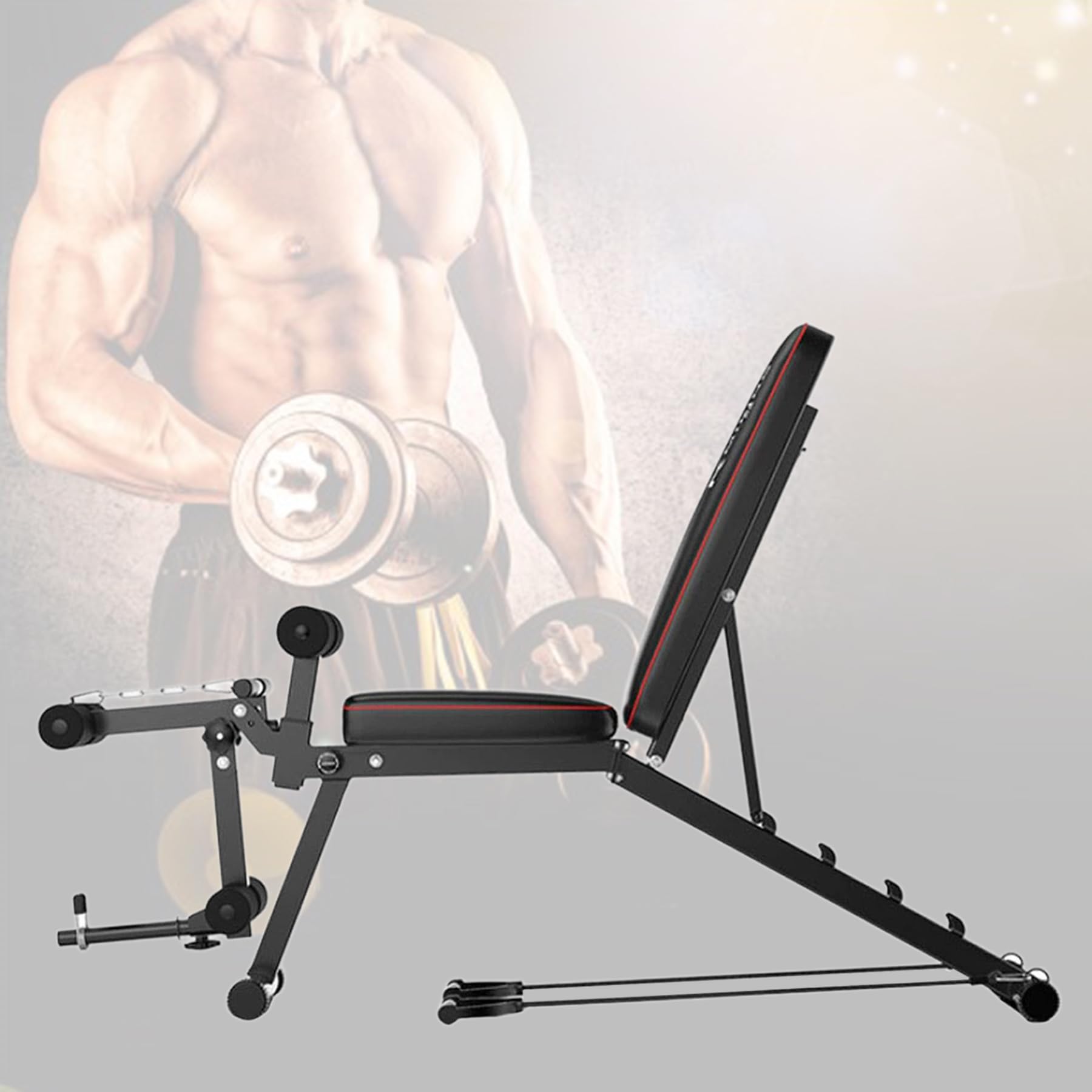 Banco Musculación Plegable, Banco De Pesas, Banco Musculación Multifuncional, Banco De Abdominales - Máquina De Extensión Y Flexión De Piernas, Bancos Ajustables, Capacidad De 440 Libras