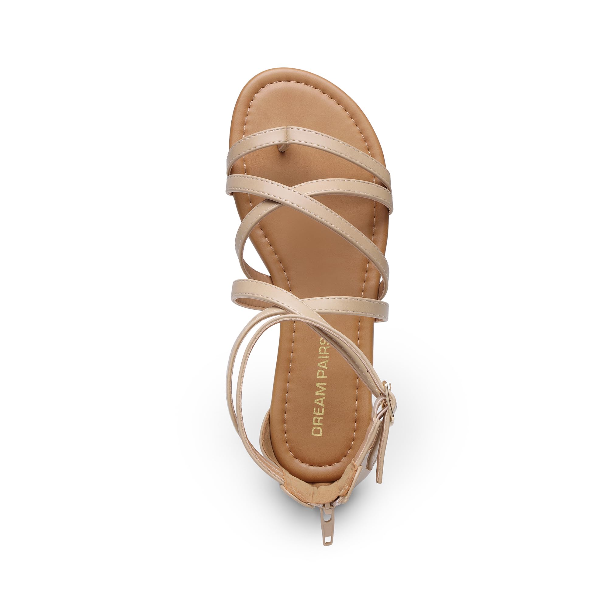 DREAM PAIRS Sandalias de verano con tiras cruzadas para mujer, cómodas, planas, informales, para playa, pescador