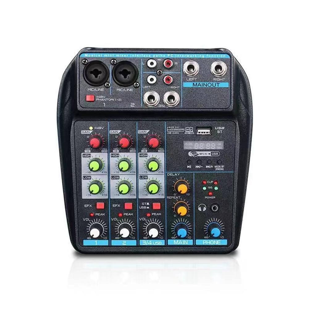 Console Mixer Audio USB Professionale A 4 Canali con Bluetooth, Capacità di Registrazione per DJ e Mixaggio PC