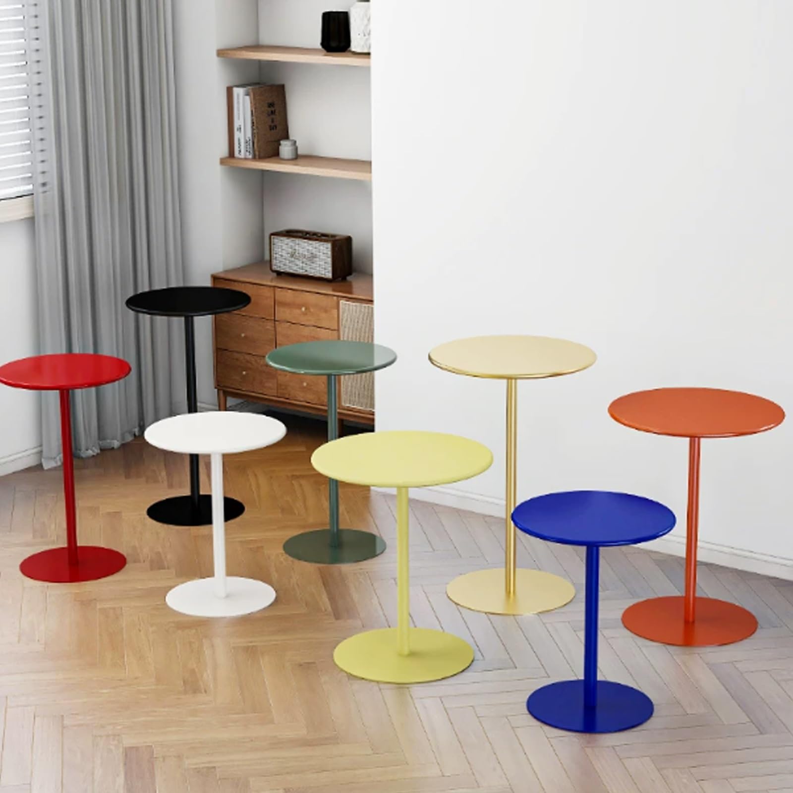 Table à Manger Ronde Minimaliste Moderne en Acier Inoxydable,