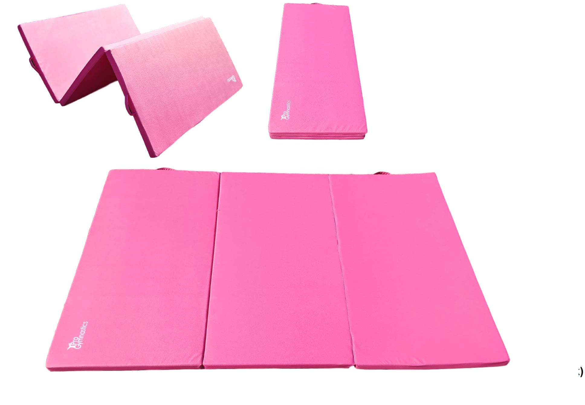 Exercise Mat 6x4 Tri-Fold 2 Thick Folding Gymnastics Tumble Mat 2 Carrying Handles for Yoga Aerobics Mixed Martial